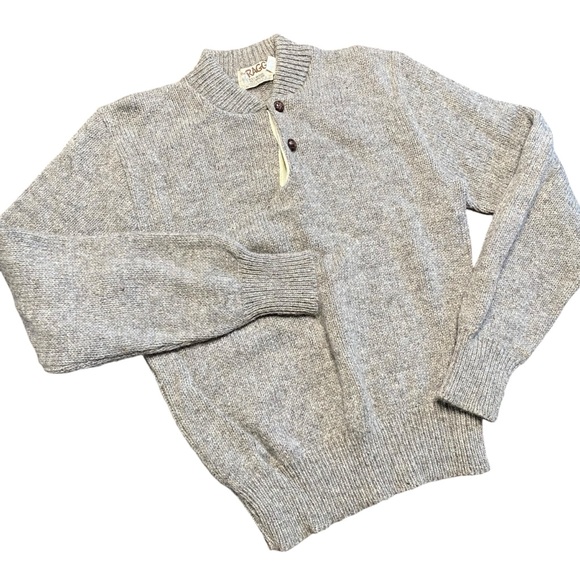 Hoyle Knitting Mills The Ragg Knit Henley Sweater Wmns XL Made in USA Wool Blend - Picture 3 of 10
